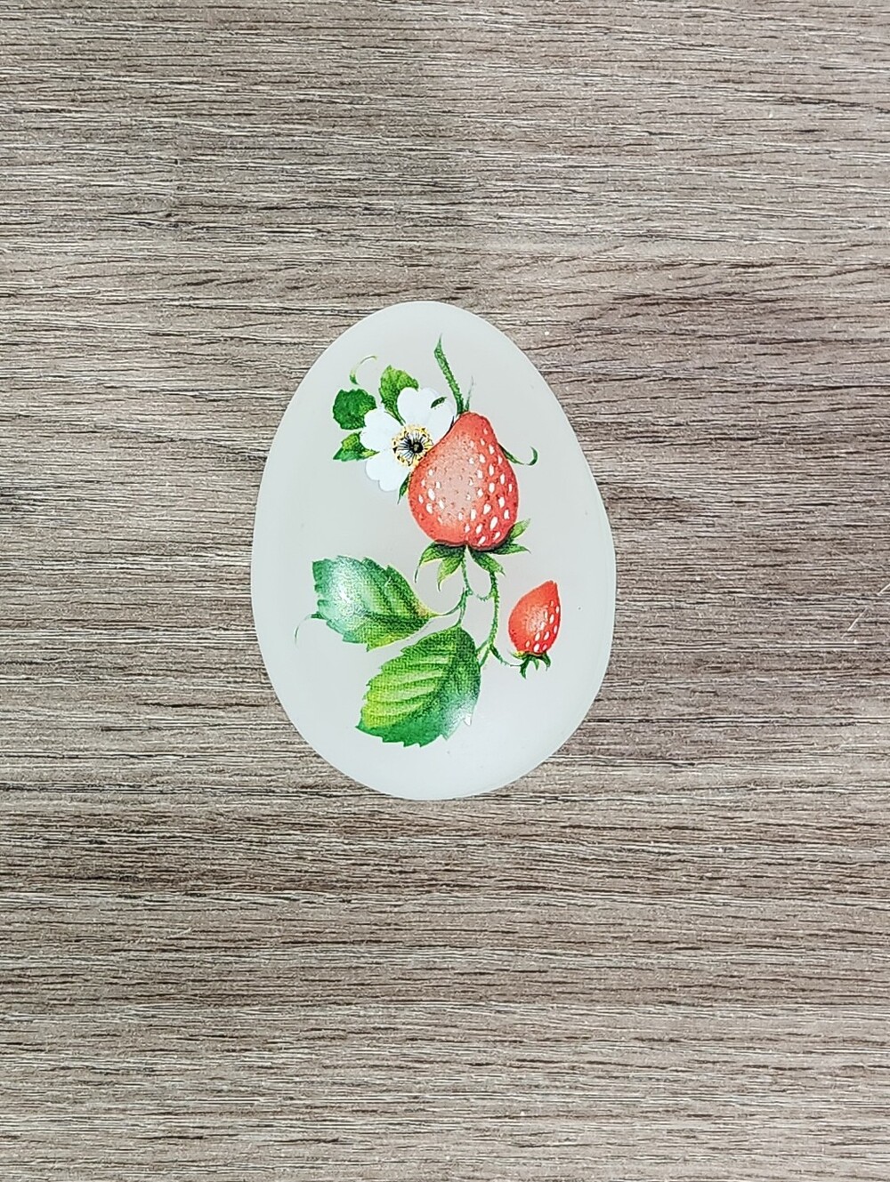 Westmoreland Satin Frosted Glass Strawberry Footed Egg Lidded Trinket Box